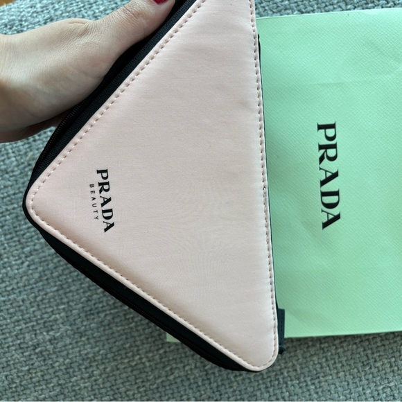 Prada Beauty Pink Triangle Makeup Pouch Crossbody Bag Clutch - Picture 8 of 9